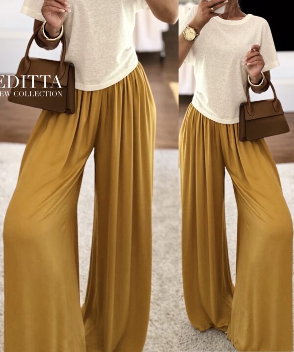 Spodnie EDITTA 100% Viscosa Musztardowe