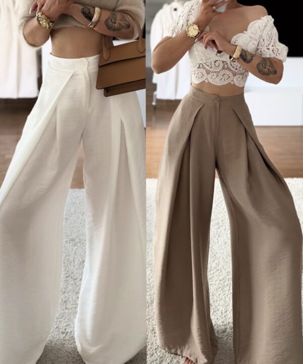 Alternative view of SPODNIE TERESA WIDE LEG BIAŁE