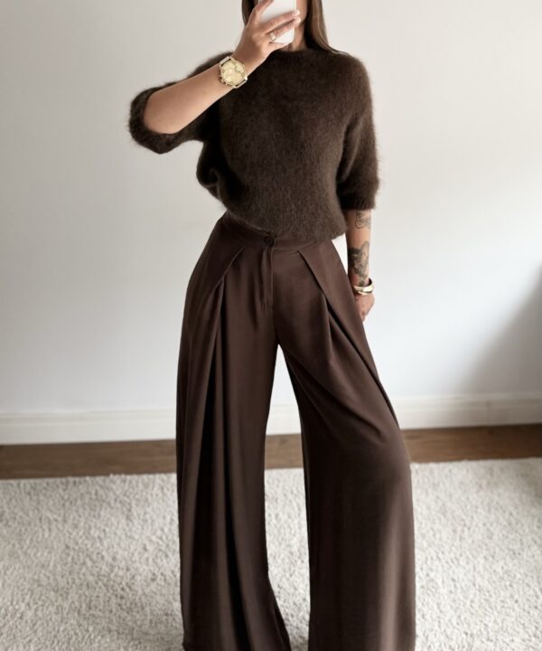 SPODNIE TERESA WIDE LEG CZEKOLADOWE