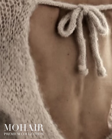 SWETER Z ODKRYTYMI PLECAMI PREMIUM Z DOMIESZKĄ MOHERU BEŻOWY