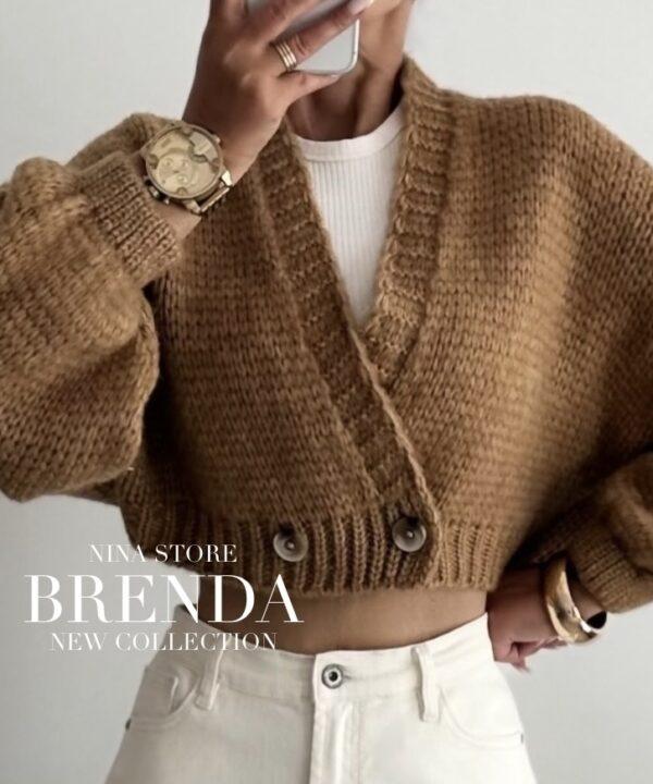 SWETER Z GUZIKAMI BRENDA MIODOWY