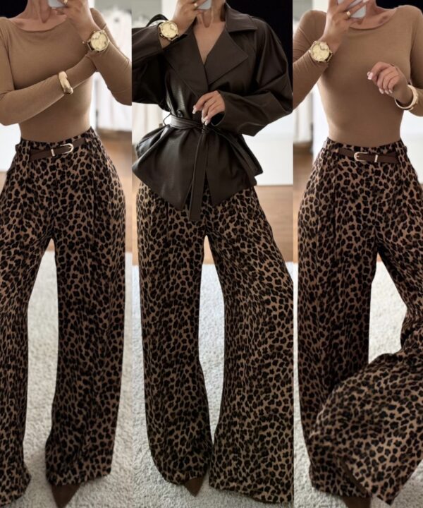 Alternative view of SPODNIE WIDE LEG 100% VISCOSA LEOPARD