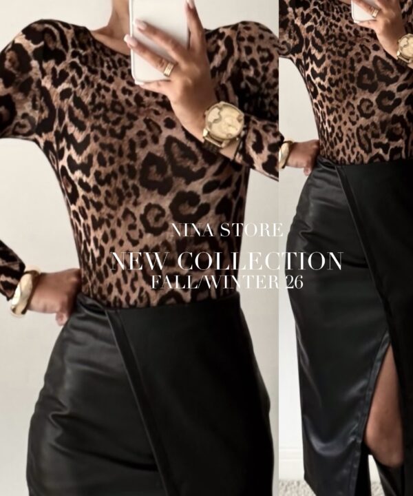 BLUZKA CAROLINE Z DOMIESZKĄ KASZMIRU LEOPARD