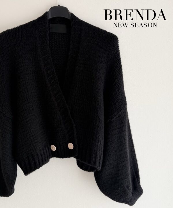 SWETER Z GUZIKAMI BRENDA CZARNY