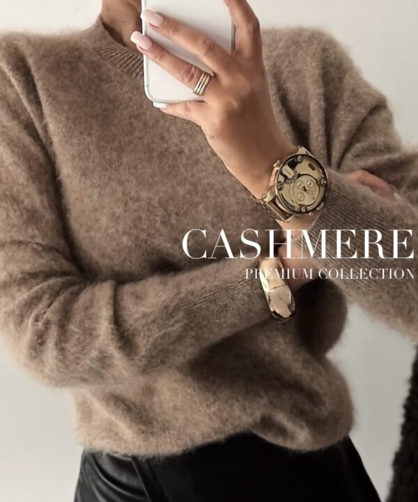 SWETER PREMIUM Z WEŁNĄ I KASZMIREM LATTE