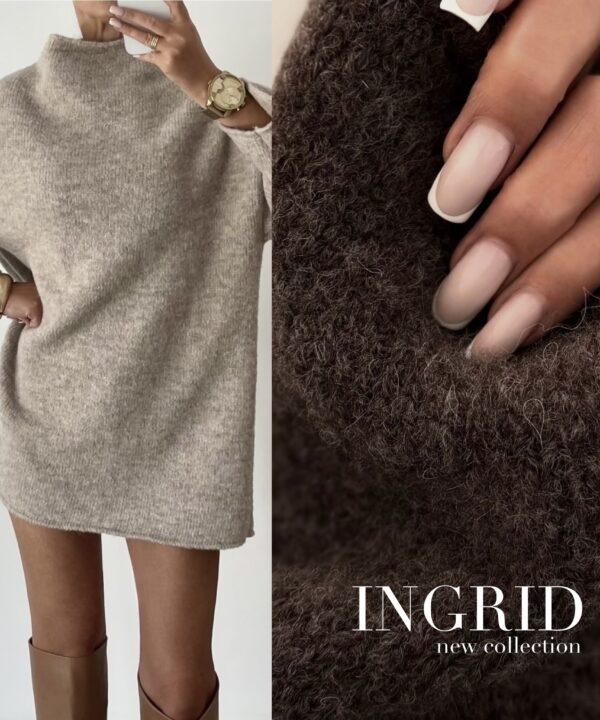 Alternative view of SWETER TUNIKA OVERSIZE INGRID KAKAOWY